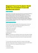 Diagnostic Process for Psychiatric Mental Health Nurse Practitioners Exam with Questions and Answers