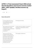 LETRS 1-4 Final Assessment Exam 2026 Actual Newest Questions and Correct Answers &lpar;Latest 2026 &sol; 2027 Update&rpar; &lpar;Verified Answers by Expert&rpar;