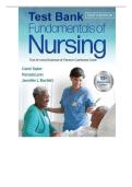 Test Bank for Fundamentals of Nursing&colon; The Art and Science of Person-Centered Care 10th Edition by Carol R&period; Taylor&comma; Pamela B Lynn and Jennifer L Bartlett isbn-9781975168155