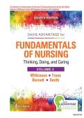 Test Bank for Fundamentals of Nursing Thinking Doing and Caring 4th Edition Volume 2 Wilkinson Treas &vert;ISBN-13 978-0803676879 &vert;&lpar;All Chapters Covered 1-46 &rpar; Updated Latest 