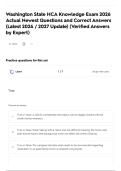 Washington State HCA Knowledge Exam 2026 Actual Newest Questions and Correct Answers &lpar;Latest 2026 &sol; 2027 Update&rpar; &lpar;Verified Answers by Expert&rpar;