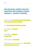 BIO 3030 EXAM1 NEWEST 2026&comma;2027 &NewLine;QUESTIONS AND ANSWERS ALREADY &NewLine;GRADED A&plus;&comma; EXAMS OF NURSING