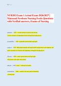 NUR202 Exam 1 Actual Exam 2026&sol;2027 &vert; &NewLine;Maternal-Newborn Nursing Fortis Questions &NewLine;with Verified answers&comma; Exams of Nursin&NewLine;