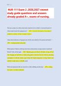 NUR 111 Exam 2 &period;2026&comma;2027 newest &NewLine;study guide questions and answers &NewLine;already graded A&plus;&comma; exams of nursing&period; 