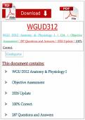 WGU D312 Anatomy & Physiology I &vert; OA &vert; Objective Assessment &vert; 287 Questions and Answers &vert; 2026 Update &vert; 100&percnt; Correct&period;&NewLine;