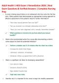 Adult Health 1 HESI Exam 1 Remediation 2026 &vert; HESI-Style Practice Questions & Verified Answers &vert; Complete Nursing Prep