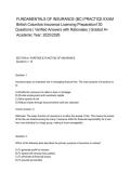 FUNDAMENTALS OF INSURANCE &lpar;BC&rpar; PRACTICE EXAM&period;