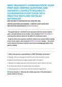 NERC RELIABILITY COORDINATOR RC EXAM PREP 2026 VERIFIED QUESTIONS AND ANSWERS &vert; COMPLETE RELIABILITY COORDINATOR STUDY GUIDE WITH PRACTICE TESTS AND DETAILED RATIONALES