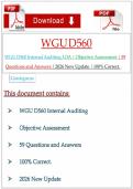 WGU D560 Internal Auditing I OA &vert; Objective Assessment &vert; 59 Questions and Answers &vert; 2026 New Update &vert; 100&percnt; Correct&period;&NewLine;
