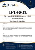 LPL4802 May June Portfolio &lpar;ANSWERS&rpar; Semester 1 2026 - Due May 28 2026