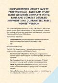 CUSP &lpar;CERTIFIED UTILITY SAFETY PROFESSIONAL&rpar; - T&D EXAM STUDY GUIDE &lpar;2026&sol;2027&rpar; COMPLETE 150&plus; Q-BANK AND CORRECT DETAILED ANSWERS &vert; 100&percnt; GUARANTEED PASS &vert; NEWEST VERSION&NewLine;&NewLine;