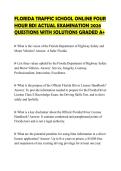 FLORIDA ONLINE BDI TRAFFIC SCHOOL&NewLine;STUDY GUIDE 2026 QUESTIONS WITH&NewLine;CORRECT ANSWERS GRADED A&plus;&NewLine;