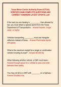 Texas Motor Carrier Authority Exam ACTUAL &NewLine;VERIFIED EXAM COMPLETE QUESTIONS AND &NewLine;CORRECT ANSWERS LATEST UPDATE &period;pdf