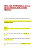 NURS 5334 - ANTIMICROBIAL RECALL QUIZ QUESTIONS WITH VERIFIED ANSWERS 