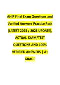 AHIP Final Exam Questions and Verified Answers 2025&sol;2026 &vert; Latest Practice Pack&NewLine;&NewLine;