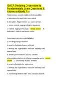 ISACA Studying Cybersecurity Fundamentals Exam Questions & Answers &lpar;Grade A&plus;&rpar;&period;docx&NewLine;&NewLine;