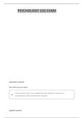 PSYC 102 SFU QUESTIONS AND ANSWERS WITH COMPLETE SOLUTIONS GRADED A&plus;&plus; LATEST UPDATE