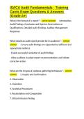 ISACA Audit Fundamentals - Training Cards Exam Questions & Answers &lpar;Grade A&plus;&rpar;&period;docx&NewLine;&NewLine;