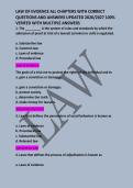 LAW OF EVIDENCE ALL CHAPTERS WITH CORRECT  &NewLine;QUESTIONS AND ANSWERS UPDATED 2026&sol;2027 100&percnt; &NewLine;VERIFED WITH MULTIPLE ANSWERS  