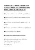 FOUNDATIONS OF NURSING EXAM REVIEW&NewLine;EXAM 3 ACTUAL TEST PAPER 2026 COMPLETE&NewLine;QUESTIONS AND ANSWERS GRADED A&plus;FOUNDATIONS OF NURSING EXAM REVIEW&NewLine;EXAM 3 ACTUAL TEST PAPER 2026 COMPLETE&NewLine;QUESTIONS AND ANSWERS GRADED A&plus;