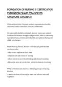 FOUNDATION OF NURSING 9 CERTIFICATION&NewLine;EVALUATION EXAMS 2026 SOLVED&NewLine;QUESTIONS GRADED A&plus;