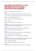 ANATOMY & PHYSIOLOGY 1 LAB&semi; MIDTERM PRACTICAL EXAM QUESTIONS AND ANSWERS
