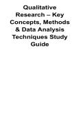 Qualitative Research Key Concepts Methods and Data Analysis Techniques Study Guide With Solution 2025&sol; 2026