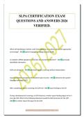 SLPA CERTIFICATION EXAM&NewLine;QUESTIONS AND ANSWERS 2026&NewLine;VERIFIED&period;