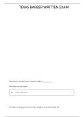 TEXAS BARBER PRACTICE STATE BOARD EXAM - QUESTIONS WITH CORRECT ANSWERS 100&percnt;
