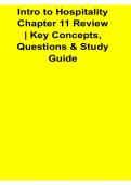 Intro to Hospitality Chapter 11 Review Key Concepts Questions and Study Guide With Solution 2025&sol; 2026