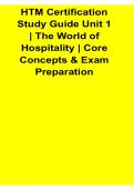 HTM Certification Study Guide Unit 1 The World of Hospitality Core Concepts and Exam Preparation With Solution 2025&sol; 2026
