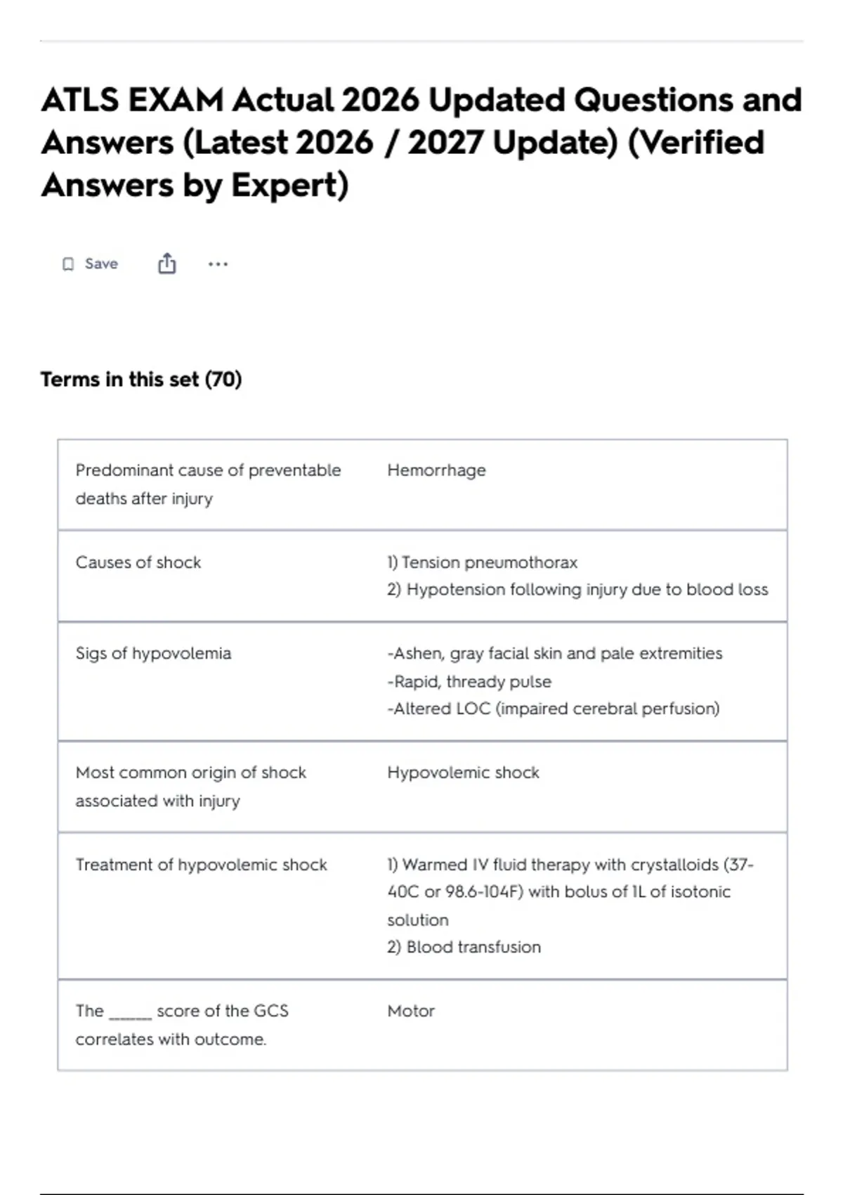 Atls Update ATLS EXAM Actual 2026 Updated Questions and Answers (Latest 2026 / 2027 ...