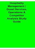 Hospitality Management Guest Services Operations and Competitor Analysis Study Guide With Solution 2025&sol; 2026