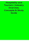 Hospitality and Tourism Industry Overview Concepts and Study Guide With Solution 2025&sol; 2026