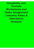 Hospitality and Tourism Workplaces and Tasks Assignment Industry Roles and Operations Analysis Study Guide With Solution 2025&sol; 2026