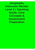 Hospitality Instructor Review Level 2 Teaching Guide Core Concepts and Assessment Preparation With Solution 2025&sol; 2026
