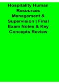 Hospitality Human Resources Management and Supervision Final Exam Notes and Key Concepts Review With Solution 2025&sol; 2026