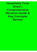 Hospitality Final Exam Comprehensive Revision Guide and Key Concepts Review With Solution 2025&sol; 2026