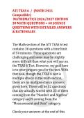 ATI TEAS 6 &sol; &lpar;MATH 3411Compatible&rpar; MATHEMATICS 2026 EDITION&NewLine;38 MATH  QUESTIONS WITH DETAILED ANSWERS & RATIONALES