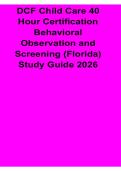 2026 Updated DCF Child Care 40 Hour Certification &ndash; Behavioral Observation and Screening &lpar;Florida&rpar; BOSR Study Guide for Exam Preparation