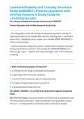 Louisiana Property and Casualty Insurance Exam 2026&sol;2027 &vert; Practice Questions with Verified Answers & Study Guide for Licensing Success