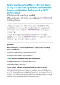 California Household Movers Permit Exam 2026 &vert; 200 Practice Questions with Verified Answers & Detailed Rationales for BHGS Certification