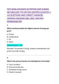 TEST BANK Advanced Nutrition and Human Metabolism 7th Edition Gropper Questions and Correct Answers