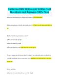 California DMV Motorcycle Written Test Questions and Answers 100&percnt; Pass 