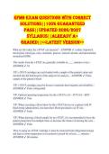 EFMB EXAM QUESTIONS WITH CORRECT &NewLine;SOLUTIONS&vert;&vert;100&percnt; GUARANTEED &NewLine;PASS&vert;&vert;UPDATED 2026&sol;2027 &NewLine;SYLLABUS&vert;&vert;ALREADY A&plus; &NewLine;GRADED&vert;&vert;<<LATEST VERSION>> 