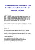 TOEFL iBT Speaking Exam 2026&sol;2027 Actual Exam &vert; Complete Questions & Detailed Rationales &vert; Pass Guaranteed - A&plus; Graded