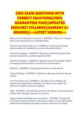 CRSS EXAM QUESTIONS WITH &NewLine;CORRECT SOLUTIONS&vert;&vert;100&percnt; &NewLine;GUARANTEED PASS&vert;&vert;UPDATED &NewLine;2026&sol;2027 SYLLABUS&vert;&vert;ALREADY A&plus; &NewLine;GRADED&vert;&vert;<<LATEST VERSION>> 