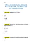 MATH - ACCUPLACER 2026-COMPLETE&NewLine;EXAM SET WITH ACTUALQUESSTIONS&NewLine;AND VERIFIED ANSWERS