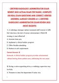 CERTIFIED RADIOLOGY ADMINISTRATOR EXAM 2025 &ndash; COMPLETE TEST BANK WITH 200&plus; REAL QUESTIONS&comma; VERIFIED ANSWERS & DETAILED RATIONALES&NewLine;&NewLine;