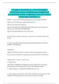 UWorld Maternal and Newborn &ndash; Final Practice Questions and Answers &lpar;2026 Updated&rpar;